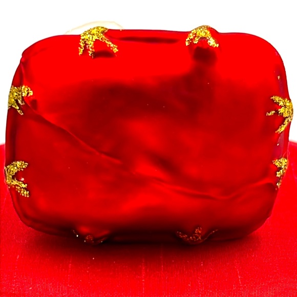 VTG Cat long haired white on red pillow Glads Blown Christmas tree ornament - Picture 6 of 8